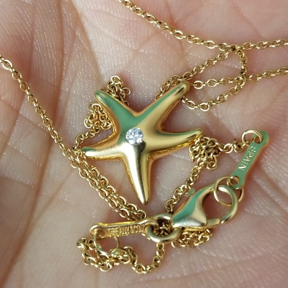 Tiffany's 18k yellow gold natural diamond necklace - Picture 4 of 8